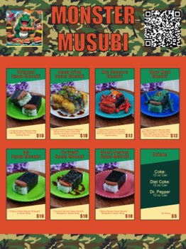  Monster Musubi Menu Board 